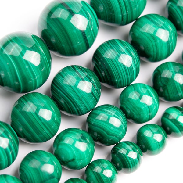 Green Malachite Beads Genuine Natural Grade AAA Gemstone Round Loose Beads 4MM 6MM 8MM 10MM 12MM Bulk Lot Options
