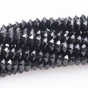 3x2MM Black Spinel Beads Grade AAA Genuine Natural Gemstone Full Strand Faceted Rondelle Loose Beads 15&quot; Bulk Lot Options (110834-3252)