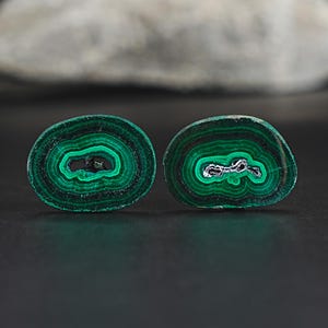 Unique Natural Malachite Earring Pair Grade AAA 22X16X3MM Ellipse Matched Earring Bead Pair Only One(900008)