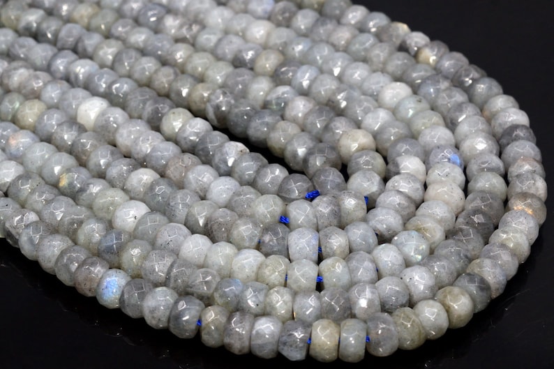 8x5MM Light Gray Labradorite AA Genuine Natural Gemstone Full Strand Faceted Rondelle Loose Beads 15.5 BULK LOT 1,3,5,10,50 105013-1400