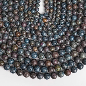 Dark Red Blue Ruby Sapphire Beads Genuine Natural Grade A+ Gemstone Round Loose Beads 6MM 8MM 10MM Bulk Lot Options