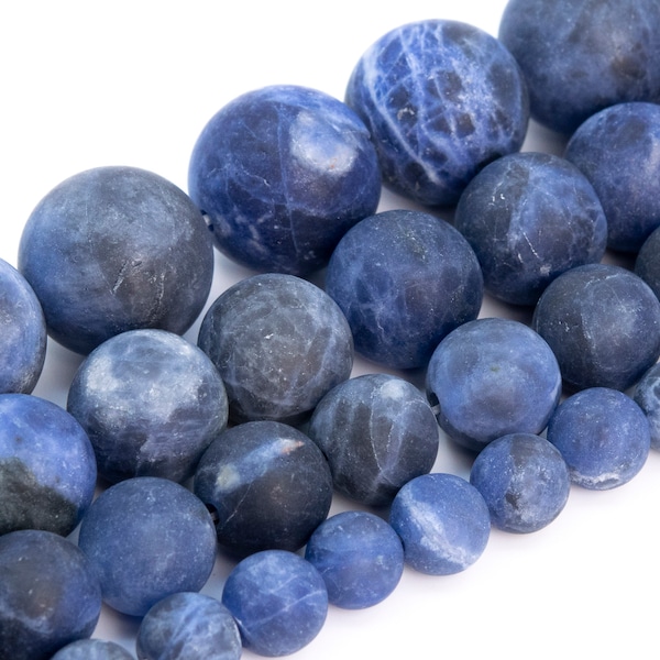 Matte Sodalite Beads Grade AAA Genuine Natural Gemstone Round Loose Beads 4MM 6MM 8MM 15MM Bulk Lot Options