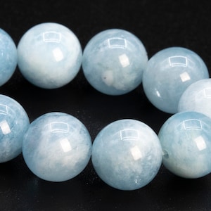 9MM Blue Aquamarine Beads Brazil Grade A+ Genuine Natural Gemstone Half Strand Round Loose Beads 7&quot; (114142h-3765)