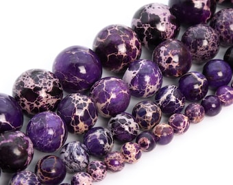 Grape Purple Sea Sediment Imperial Jasper Beads Natural Stone Grade AAA Round Loose Beads 4MM 6MM 8MM 10MM Bulk Lot Options