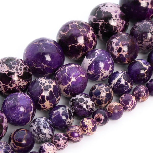 Grape Purple Sea Sediment Imperial Jasper Beads Natural Stone Grade AAA Round Loose Beads 4MM 6MM 8MM 10MM Bulk Lot Options