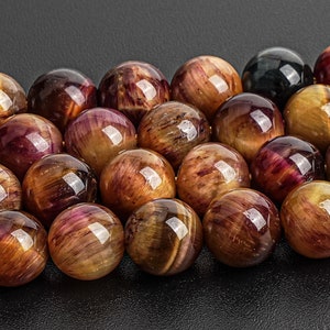 Brown Purple Tiger Eye Beads Genuine Natural Grade A+ Gemstone Round Loose Beads 6MM 8MM 10MM Bulk Lot Options