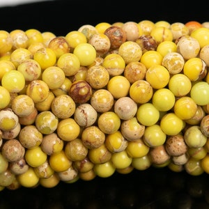 3MM Mustard Yellow Sea Sediment Imperial Jasper Beads AAA Natural Gemstone Full Strand Round Loose Beads 15&quot; Bulk Lot Options (111275-3345)