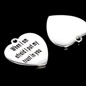 40199-2123 22x20MM When I Am Afraid I Put My Trust In You Square Charm Stainless Steel Bulk Lot Options