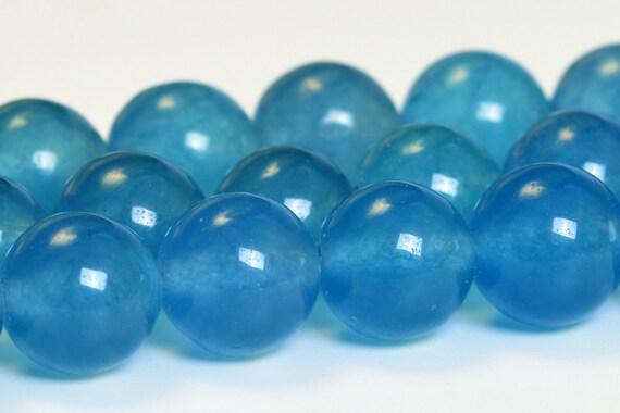 thumbnail image 2 of 8mm Natural Blue Jade Round Loose Beads – 15 Strand AAA – Center-Drilled, Nickel-Free – Unbranded 2 of 4