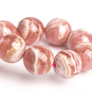 10 mm Argentinien Rhodochrosit-Perlen, rosa Spitze, Armband, Güteklasse AA, echter natürlicher runder Edelstein, 19,1 cm (123264h-2987)
