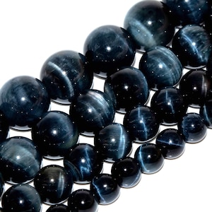 Hawk Eye Blue Tiger Eye Beads Genuine Natural Grade AA Gemstone Round Loose Beads 6MM 8MM 10MM 12MM 14MM Bulk Lot Options