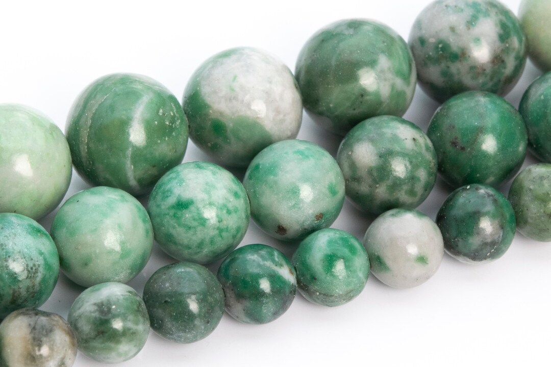 thumbnail image 2 of Natural Grade A Qinghai Jade Round Loose Beads - 4/6/8/10mm Sizes, Green Gemstone 2 of 4