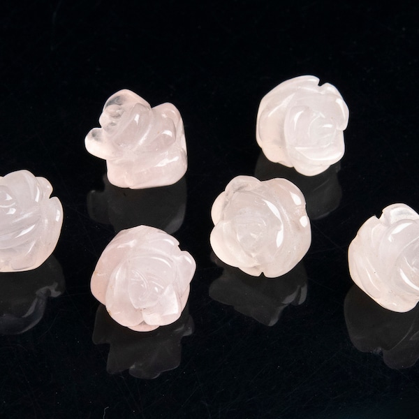 5 Beads Rose Quartz Handcrafted Beads Rose Carved Genuine Natural Flower Gemstone 8MM 10MM 12MM 14MM Bulk Lot Options