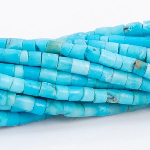 1x1MM Aqua Blue Turquoise Beads Round Tube Grade AAA Genuine Natural Gemstone Full Strand Loose Beads 14" Bulk Lot Options (111206-3330)