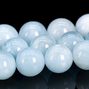 9MM Sky Blue Aquamarine Beads Brazil Grade A+ Genuine Natural Gemstone Half Strand Round Loose Beads 7.5&quot; (112008h-3465)