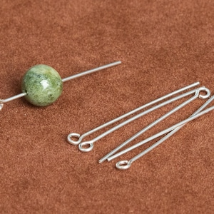 30x0.6MM Sterling Silver Eye Pin 10 Pcs Solid Silver (64780-2189)
