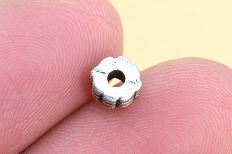 5x3MM Antique Silver Tone Spacer Beads Floral 30 Pcs Bulk Lot Options 62663-2292