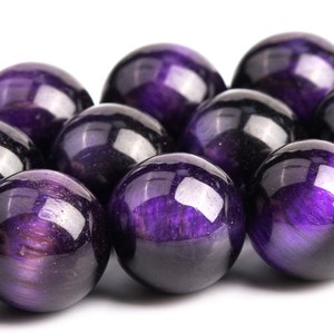 Purple Tiger Eye Beads Grade AA Gemstone Round Loose Beads 4MM 6MM 8MM 10MM 12MM Bulk Lot Options