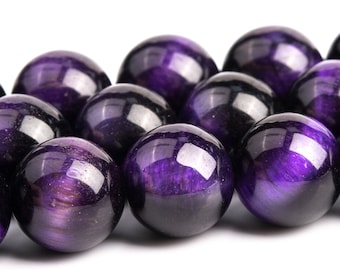 Purple Tiger Eye Beads Grade AA Gemstone Round Loose Beads 4MM 6MM 8MM 10MM 12MM Bulk Lot Options