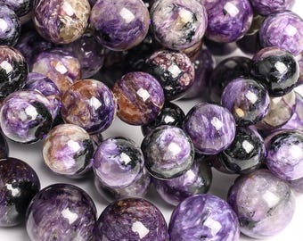 10-15MM Rare Natural Charoite Beaded Bracelet Unique Swirl Pattern Purple Gemstone Bracelets