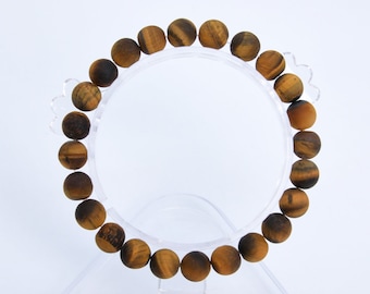 8MM Matte Yellow Tiger Eye Beads Bracelet Grade A Genuine Natural Round Gemstone 7.5" BULK LOT 1,3,5,10 and 50 (106732h-072)