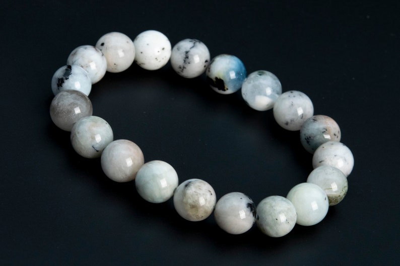 ONLY ONE 9-10MM Multicolor Aquamarine Biotite Inclusions Bead Brazil Grade B Genuine Natural Half Strand Round Loose Beads 7 114093h-3762