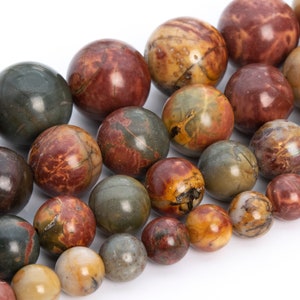Red Creek Jasper Beads Grade AAA Genuine Natural Gemstone Round Loose Beads 4MM 6MM 8MM 10MM 12MM Bulk Lot Options
