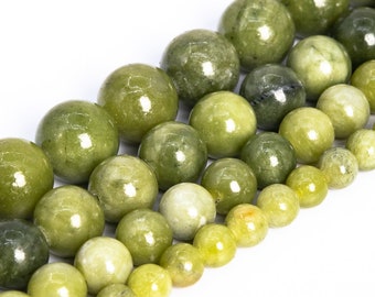 Chinese Jade Beads Peridot Green Color Genuine Natural Grade AAA Gemstone Round Loose Beads 4MM 6MM 8MM 10MM 12MM Bulk Lot Options