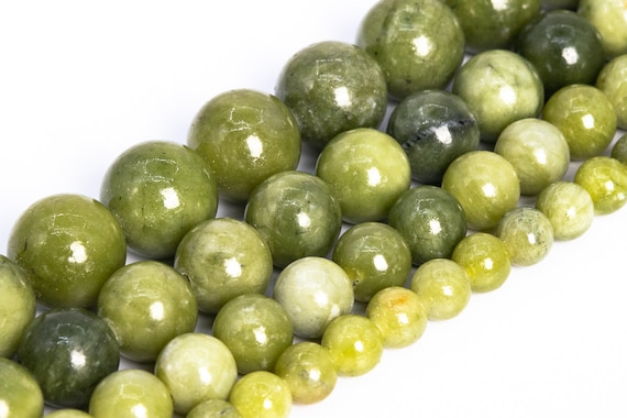 Chinese Jade Beads Peridot Green Color Genuine Natural Grade AAA Gemstone Round Loose Beads 4MM 6MM 8MM 10MM 12MM Bulk Lot Options