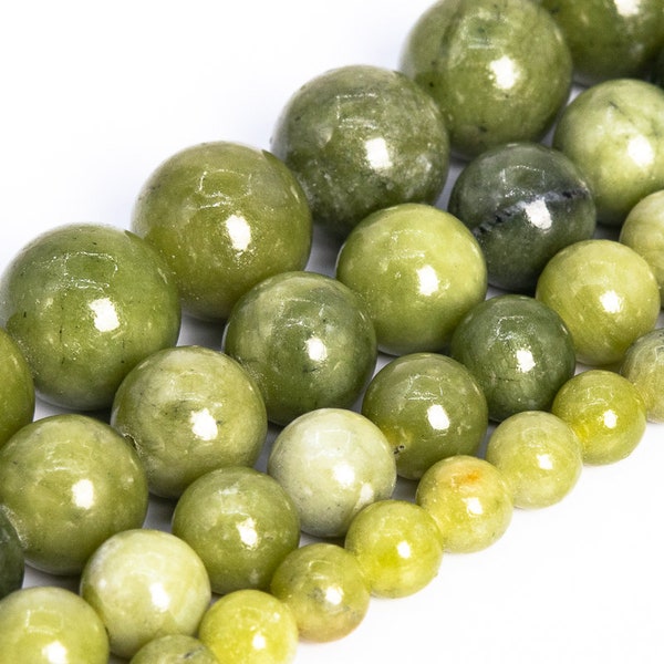 Chinese Jade Beads Peridot Green Color Genuine Natural Grade AAA Gemstone Round Loose Beads 4MM 6MM 8MM 10MM 12MM Bulk Lot Options