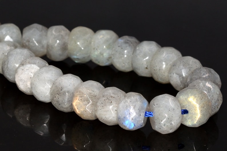 8x5MM Light Gray Labradorite AA Genuine Natural Gemstone Full Strand Faceted Rondelle Loose Beads 15.5 BULK LOT 1,3,5,10,50 105013-1400