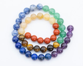 8MM 7 Chakra Beads Grade AAA Natural Gemstone Full Strand Round Loose Beads 15" Bulk Lot Options (109946-3110)