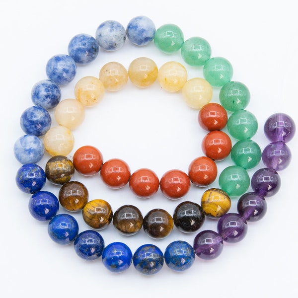 8MM 7 Chakra Beads Grade AAA Natural Gemstone Full Strand Round Loose Beads 15.5" Bulk Lot Options (109946-3110)