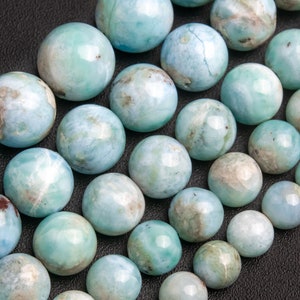 Blue Larimar Beads Genuine Natural Gemstone Round Loose Beads 6MM 8MM 10MM 12MM Bulk Lot Options