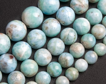 Blue  Larimar Beads Genuine Natural Grade A Gemstone Round Loose Beads 6MM 8MM 10MM 12MM Bulk Lot Options