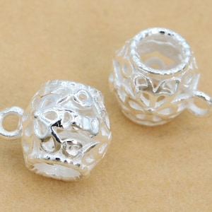 9x7MM Sterling Silber Floral Rohr Kleiderbügel Collier Charm Stecker (61584-2106)
