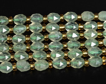 6MM Transparent Green Prehnite Beads Grade AA Gemstone Drum Barrel Rice Bead Loose Beads 15"/7.5" Bulk Lot Options