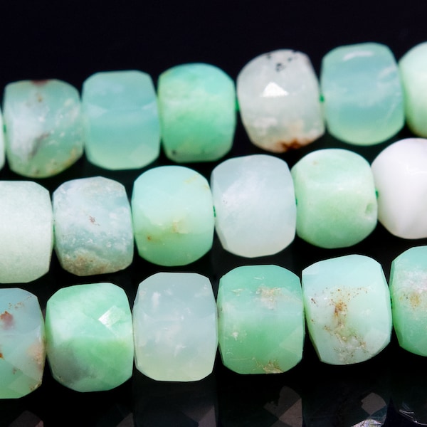 6MM Chrysoprase / Australian Jade Beads Faceted Cube Grade AA Genuine Natural Gemstone Loose Beads 15" / 7.5"  Bulk Lot Options (111724)