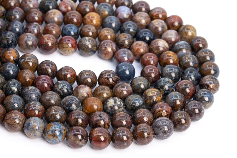 112665h-3542 10-11MM Blue Brown Pietersite Beads Grade AAA Genuine Natural Gemstone Half Strand Round Loose Beads 7