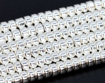 3 x 2 MM 18k Weißgold-Ton Hämatit Perlen Klasse AAA Natürliche Edelstein Vollstrang Rondelle lose Perlen 15,5 "Bulk Lot Optionen (106932-2221)
