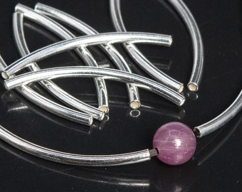 25x1.5MM Sterling Silver Curved Tube 4 Pcs Solid Silver (64798-2173)