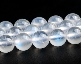 Cuentas de piedra lunar arcoíris transparente de 7 mm, grado AAA, piedras preciosas naturales auténticas, redondas y sueltas, 15"/7,5", lotes al por mayor (118640)