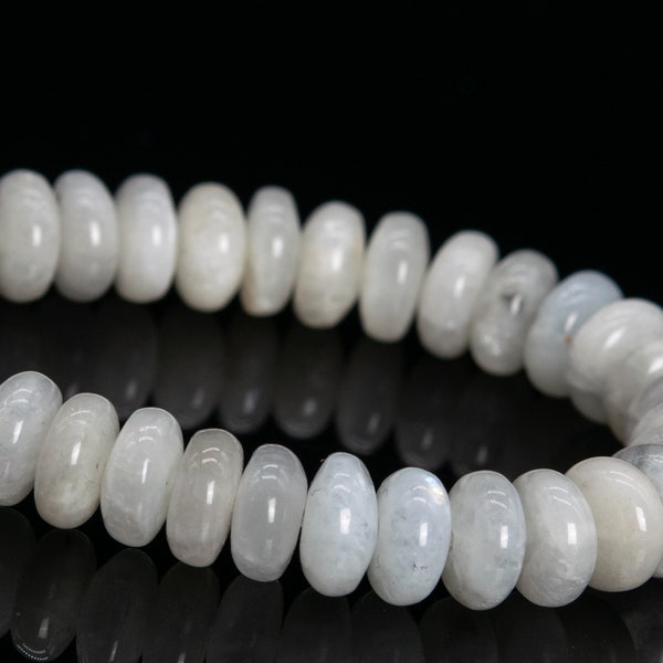 7-8x3-4MM Light Gray Moonstone Beads India Grade A Genuine Natural Gemstone Half Strand Rondelle Beads 7" Bulk Lot Options (112263h-3491)