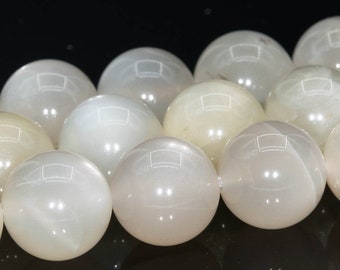 New Gray Rainbow Moonstone Round Gemstone Necklace – 18 Inch, 6-12mm Stones, 925 Silver
