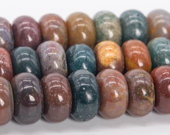 10x6MM Multicolor Ocean Jasper Beads Grade AAA Genuine Natural Gemstone Rondelle Loose Beads 15" / 7.5" Bulk Lot Options (110575)