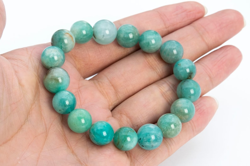 115779h-3909 Natural Round Gemstone 7.5 ONLY ONE 11-12MM Genuine Peruvian Amazonite Beads Green Bracelet Grade A
