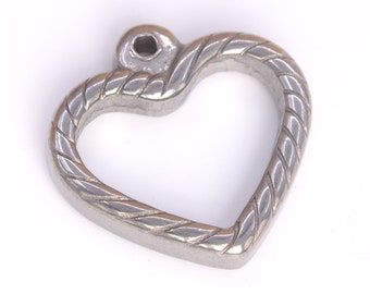 18x18MM Heart Charm Stainless Steel Charm 2 Pcs Bulk Lot Options (61521-2102)