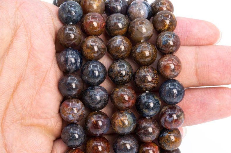 112665h-3542 10-11MM Blue Brown Pietersite Beads Grade AAA Genuine Natural Gemstone Half Strand Round Loose Beads 7
