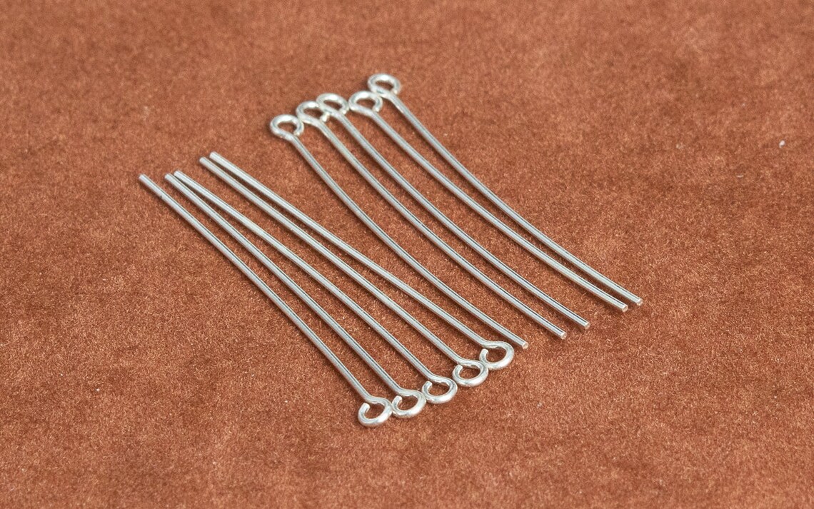 35x0.6MM Sterling Silver Eye Pin 10 Pcs Solid Silver Bulk Lot Etsy