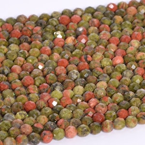3MM Lotus Pond Unakite Beads Grade AAA Genuine Natural Gemstone Full Strand Faceted Round Loose Beads 15.5&quot; Bulk Lot Options (107712-2512)